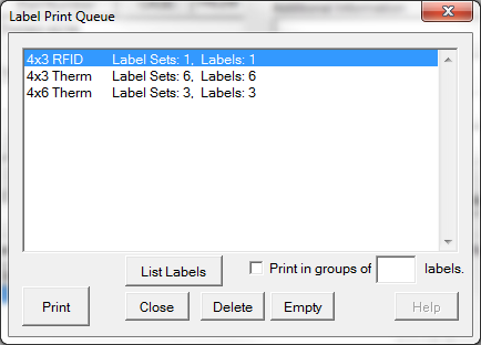 Label Print Queue