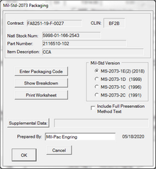 MS-2073 Packaging Codes (Shipper)